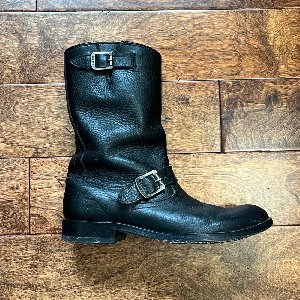 Frye Black Leather Mid-Calf Boots